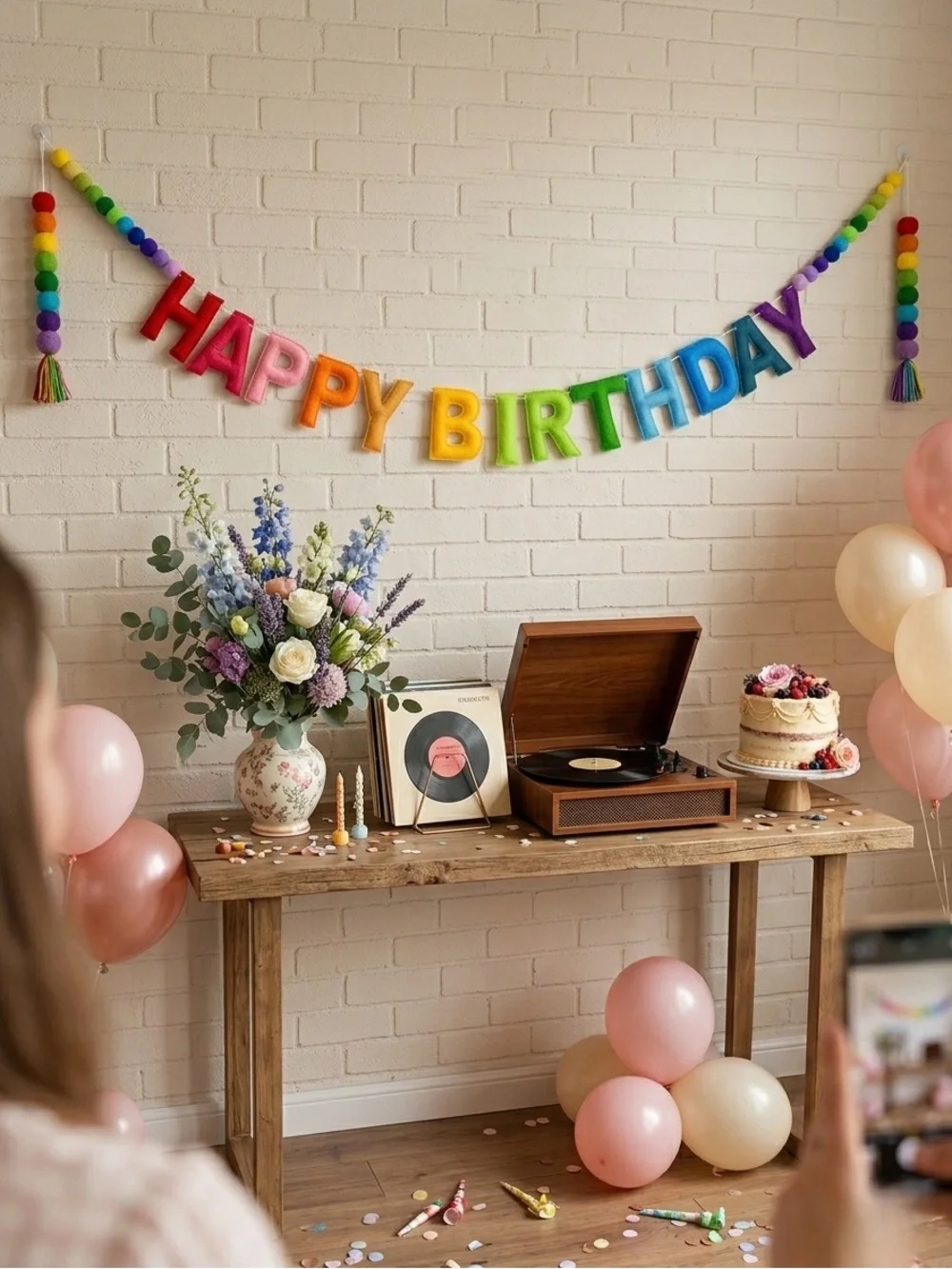 NWT Colorful Felt Happy Birthday Banner & Rainbow Garland Party Decor